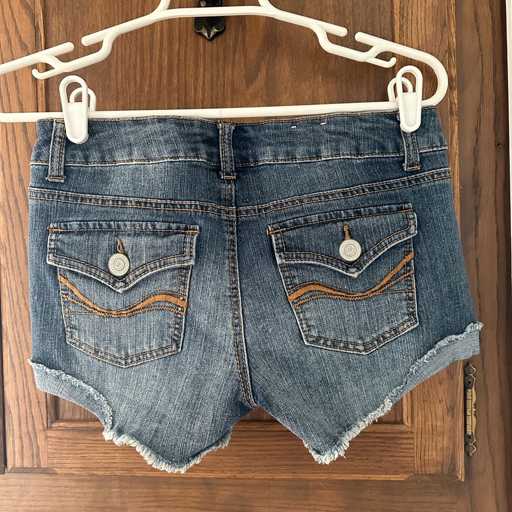 SO Blue Jean Shorts girls Distressed Frayed Hem